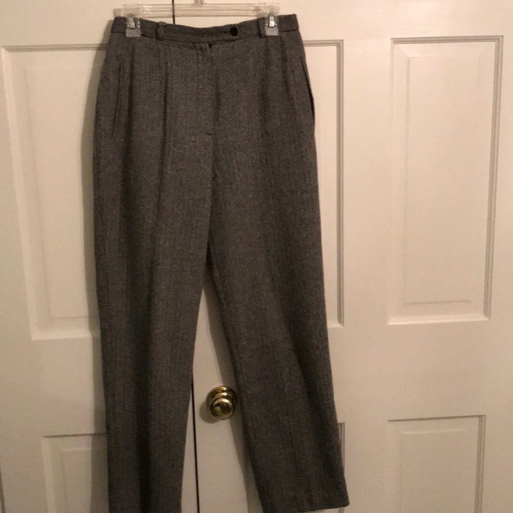 Wool lined  grey and black herringbone pants